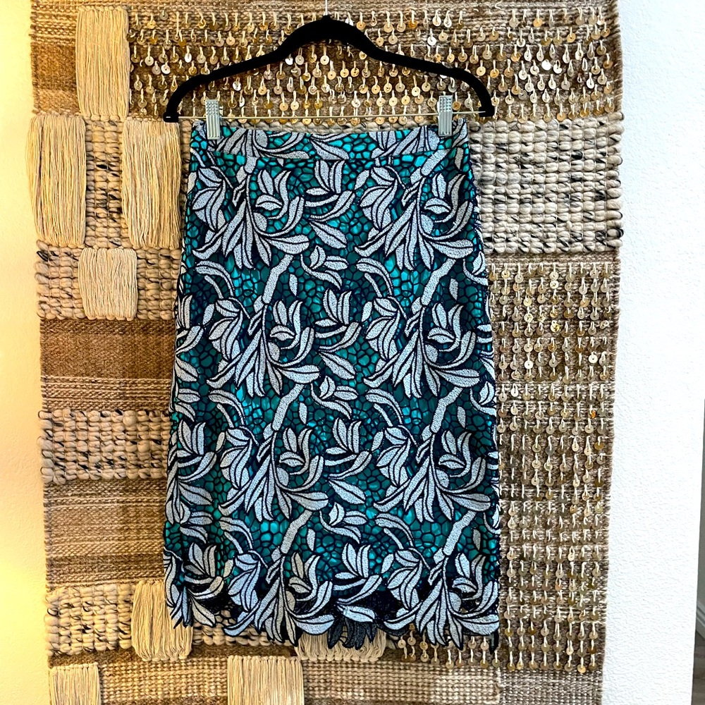 🩵💙NWOT Maeve Anthropologie blue lace pencil skirt sz 4 💙🩵